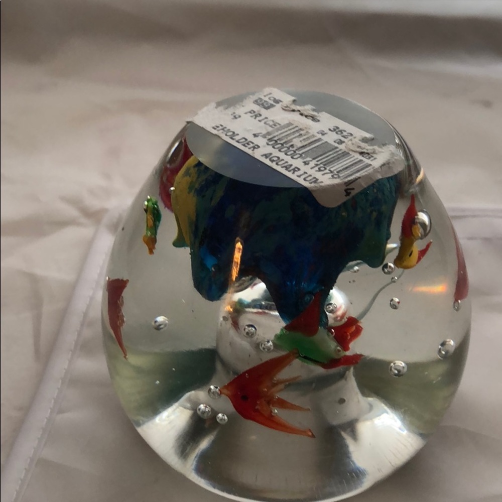 Murano Glass Paperweight Aquarium Candle Holder - Picture 5 of 7